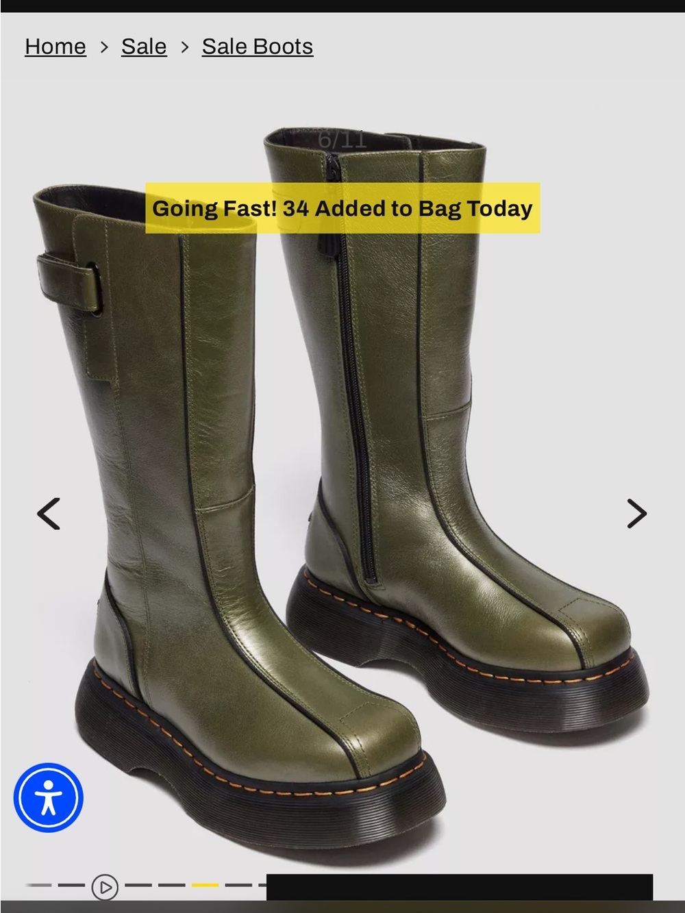 DOC MARTENS Green Chunky Platform Leather Mid-Calf Boots - Picture 7 of 7